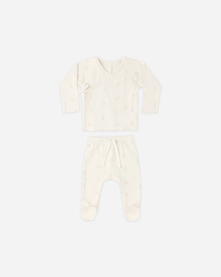 Wrap Top + Footed Pant Set || Bunnies