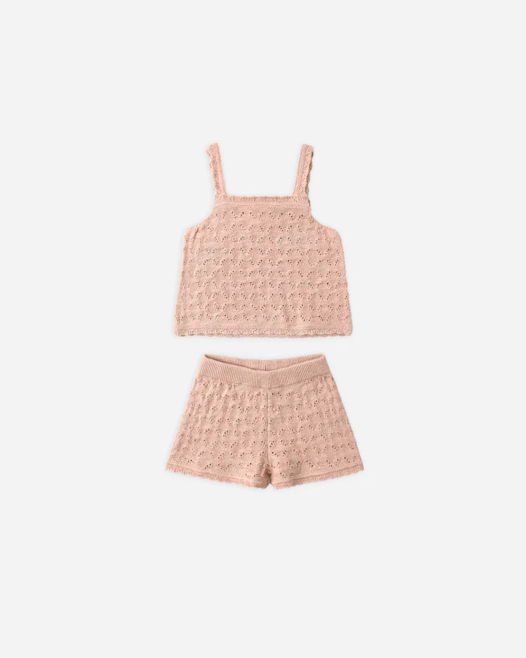 Pointelle Knit Tank + Short Set | Melon