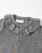 Ruffle Collar Cardigan | Heathered Slate