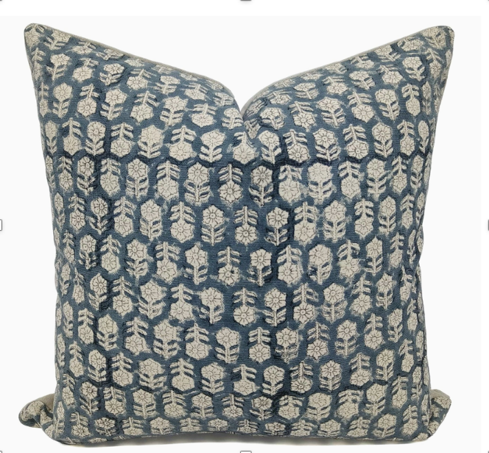 Pansy in Denim Pillow Cover