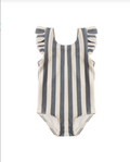 Scoop Back One-Piece Swimsuit Retro Ocean Stripe