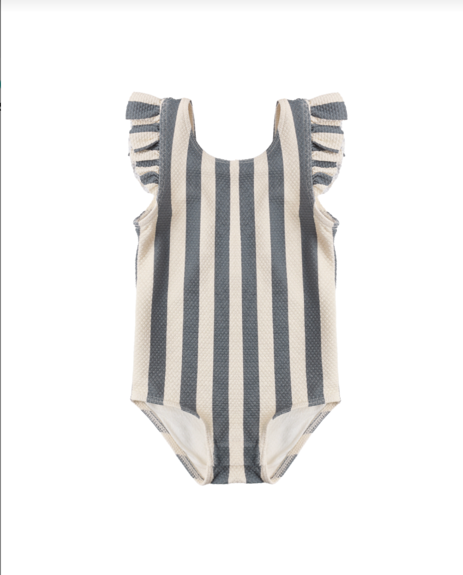 Scoop Back One-Piece Swimsuit Retro Ocean Stripe