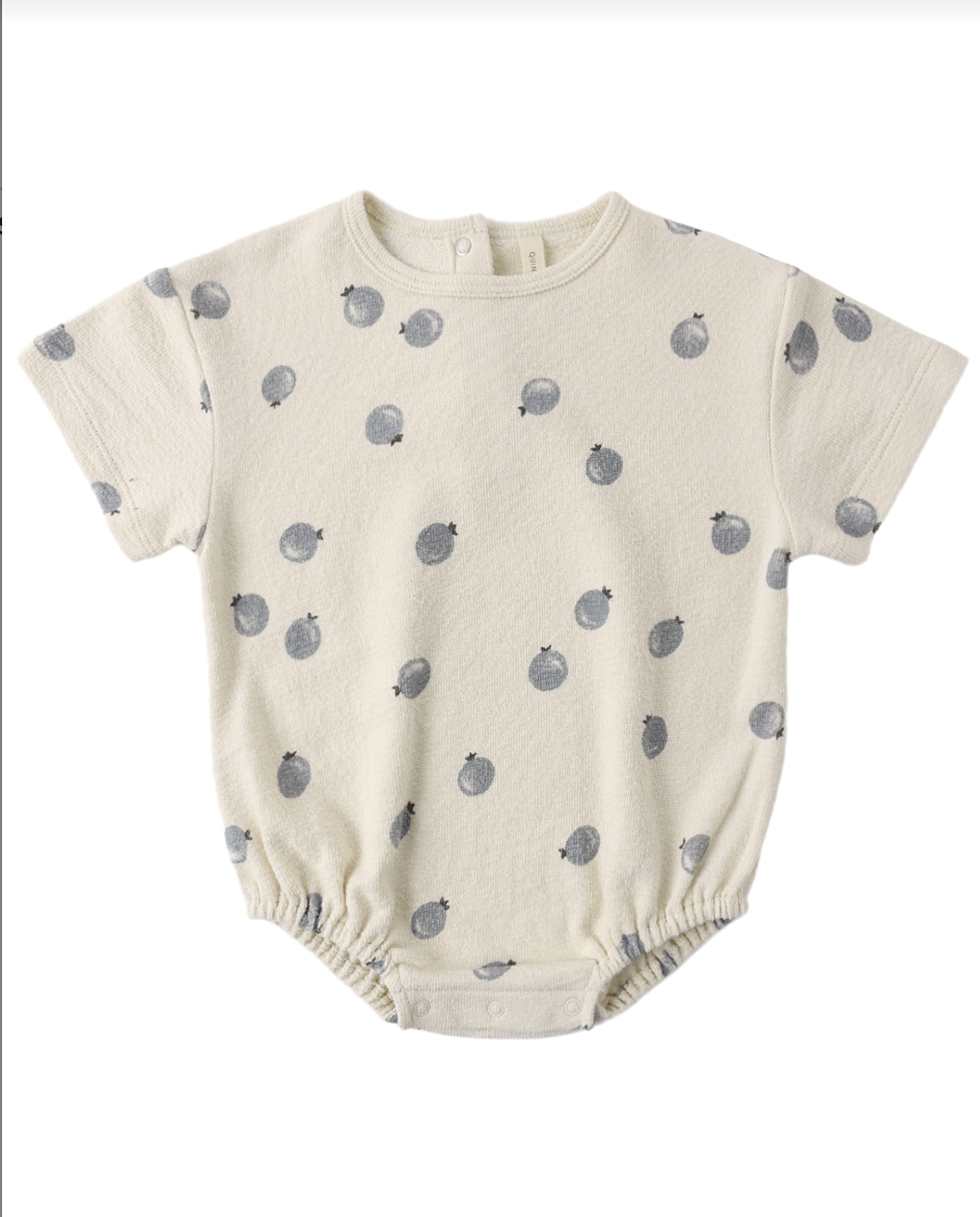 Relaxed Short Sleeve Bubble Romper Blueberries