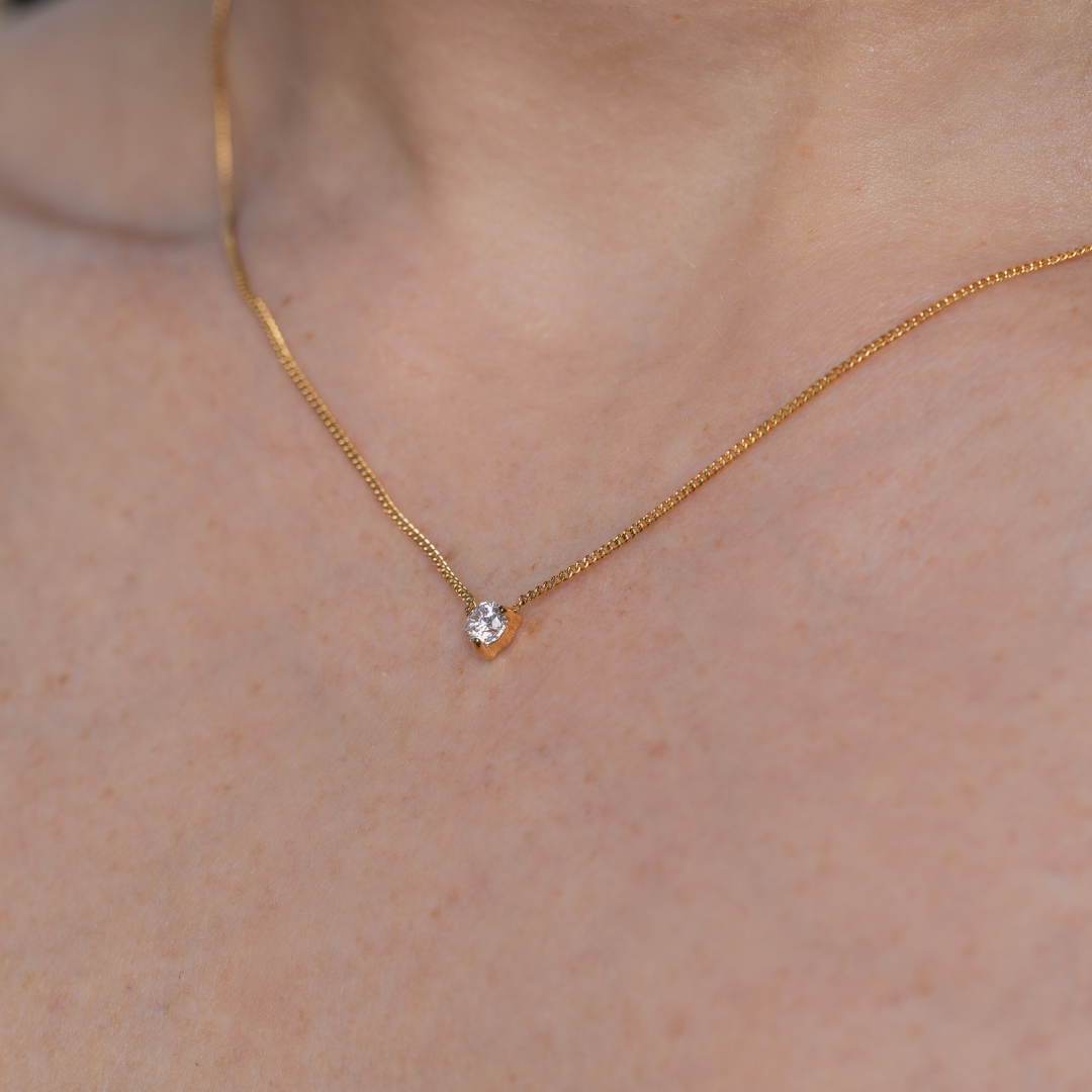 Solitaire Necklace | Round Brilliant 4mm 5A CZ