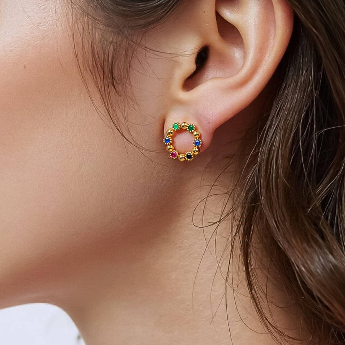 Manette  Vintage Colorful CZ Earrings