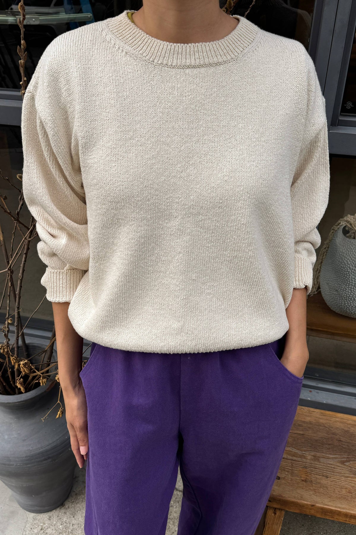 Milo Cotton Sweater, Naturel
