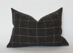 Black Plaid Windowpane Pillow Cover