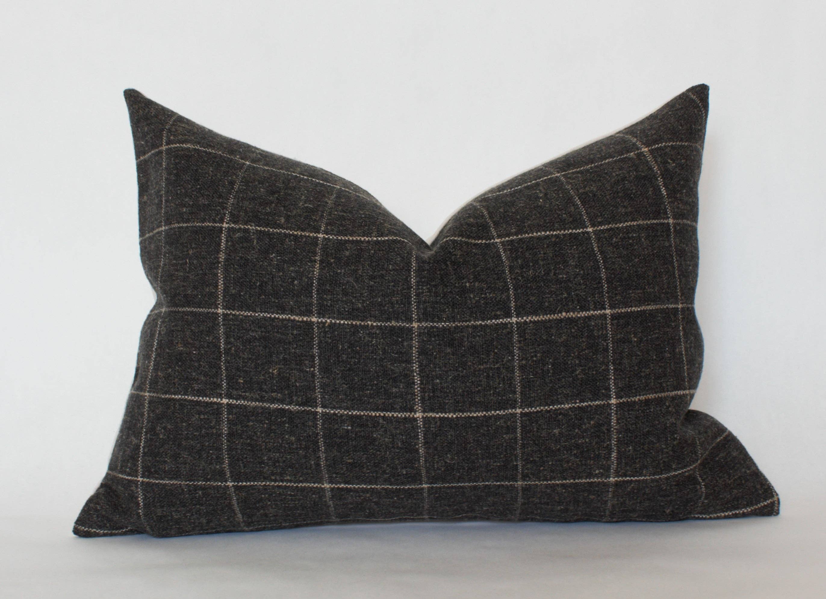 Black Plaid Windowpane Pillow Cover