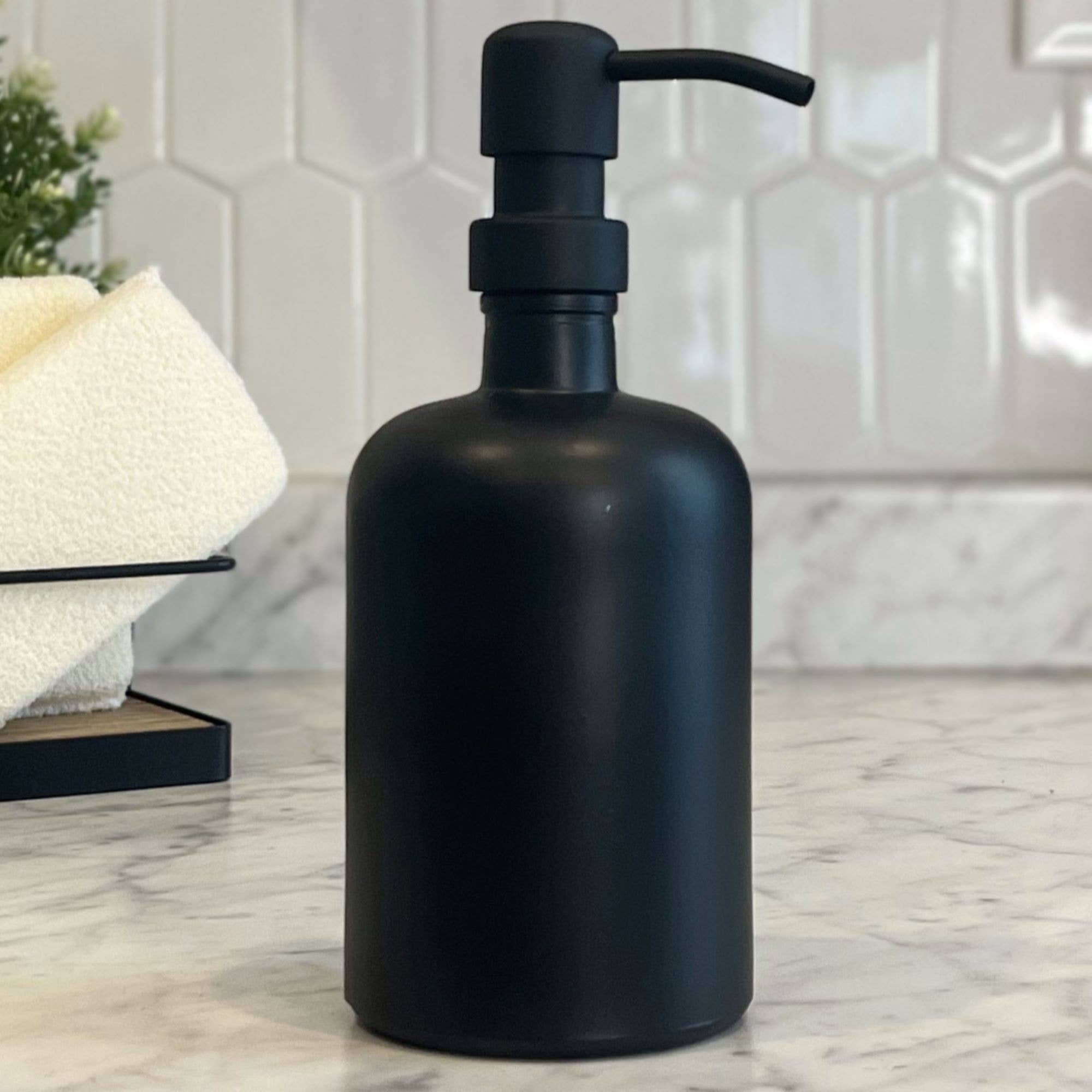 Black Matte Glass Soap Dispenser