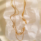 Palisse 18K Gold Non-Tarnish Layered Dainty Chain Necklace