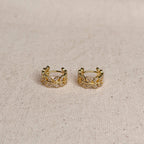 CZ Leaf Clicker Hoop Earrings