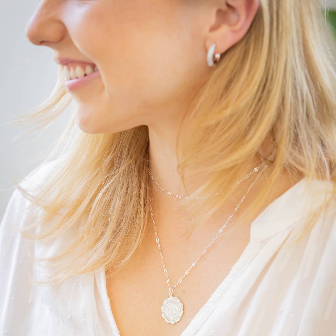 Glisten Pave White Gold Filled Huggie Hoops Earrings