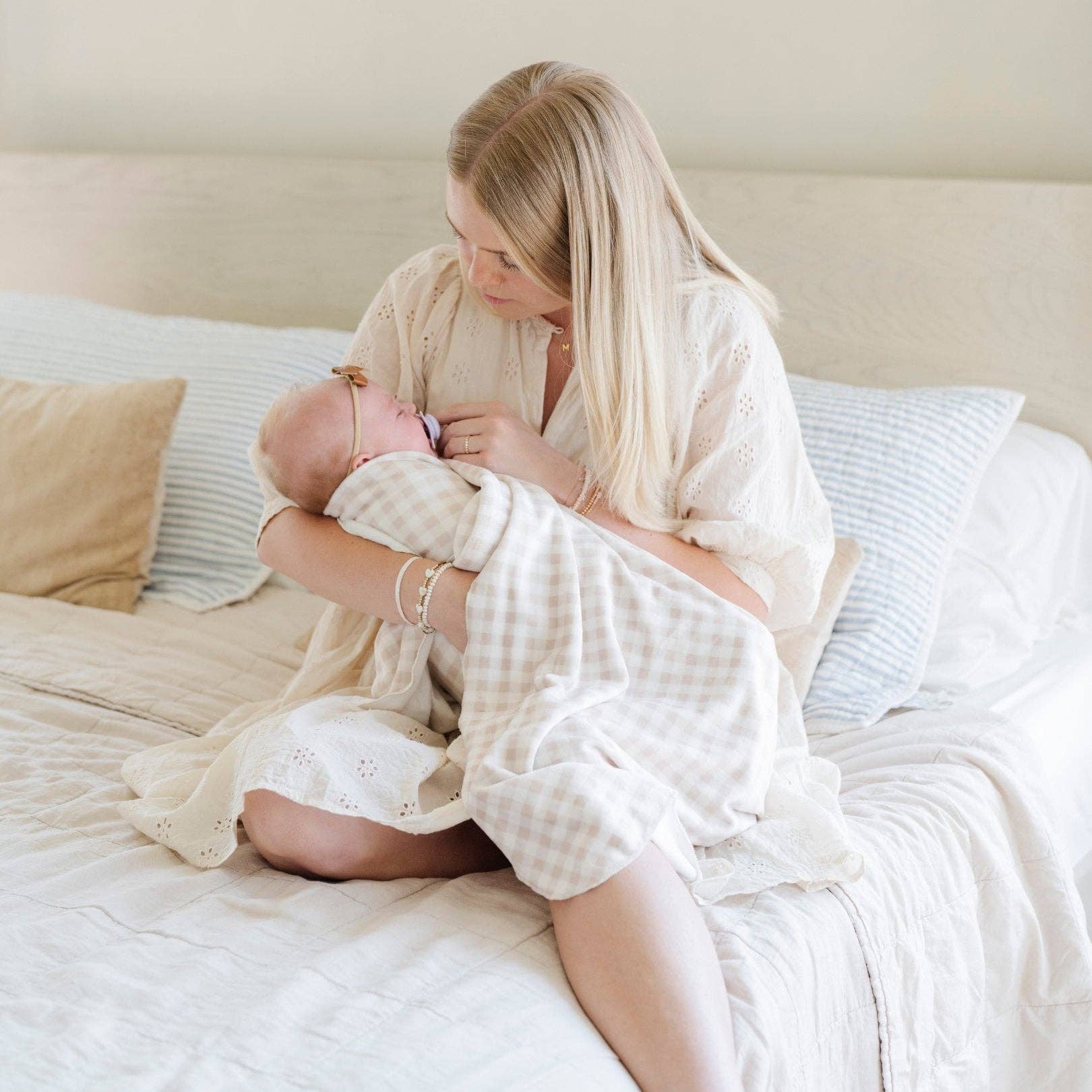 Minky Stretch Luxe Swaddle Blanket / Mushroom Print
