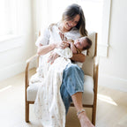 Minky Stretch Luxe Swaddle Blanket / Mushroom Print