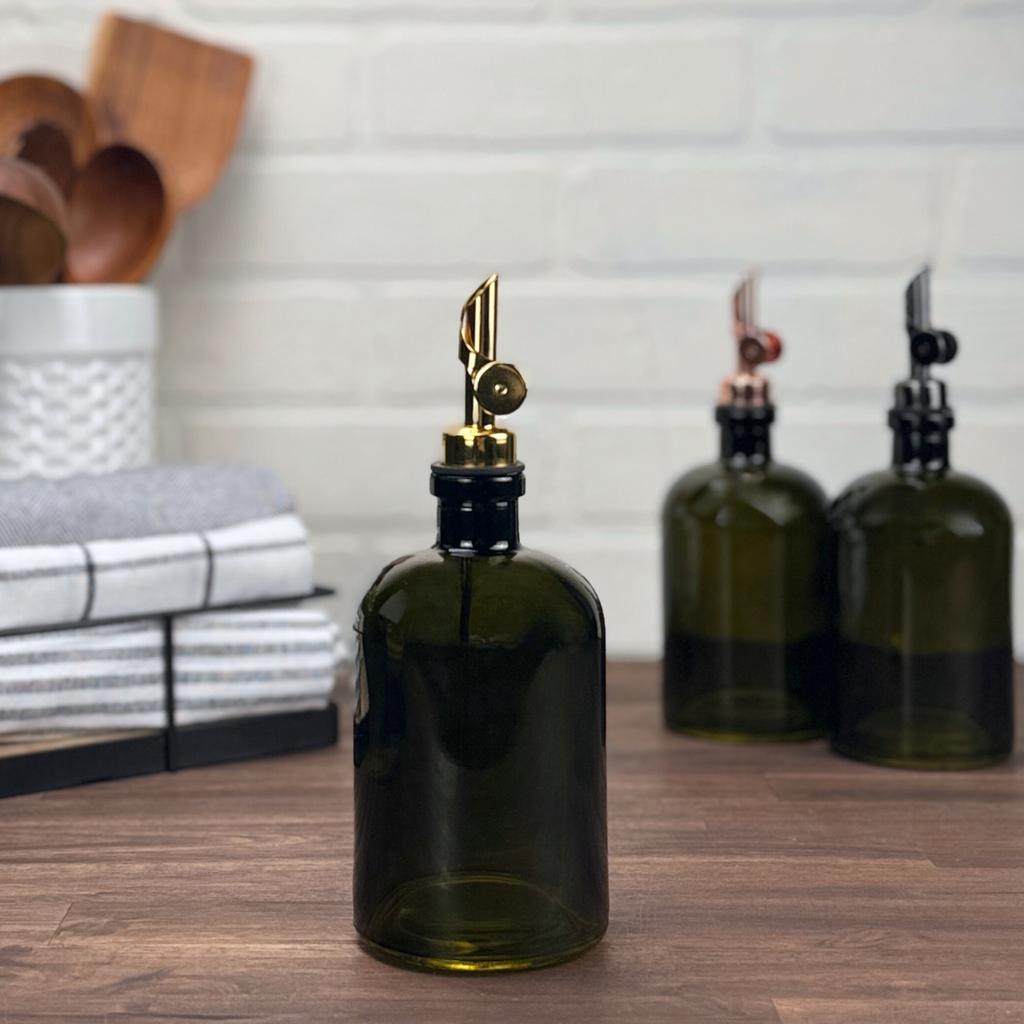 Vintage Green Bottle with Pour Spout