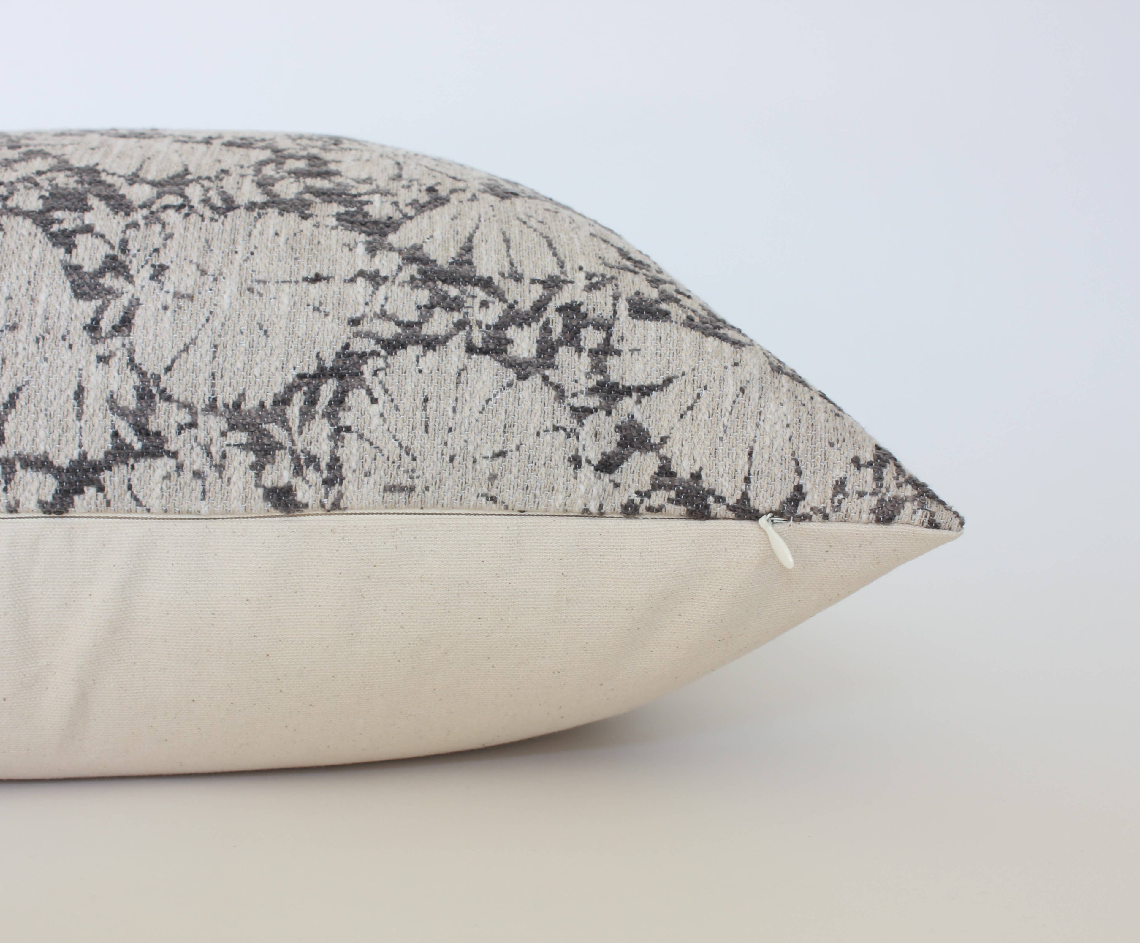 Charcoal Floral Charlotte Pillow Cover