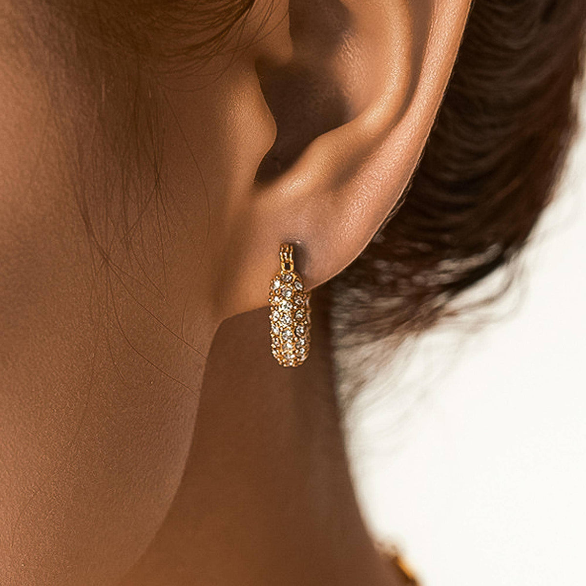 Joleen 18K Gold Non-Tarnish Glam CZ Hoop Earring