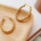 Brook Gold Non-Tarnish Braided Hoop Earring