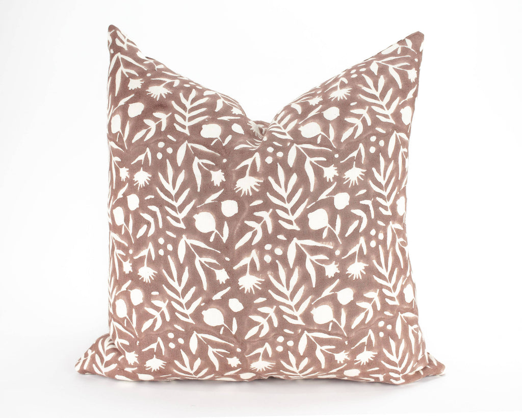 Aja Floral Block Print Macaroon Pillow Cover