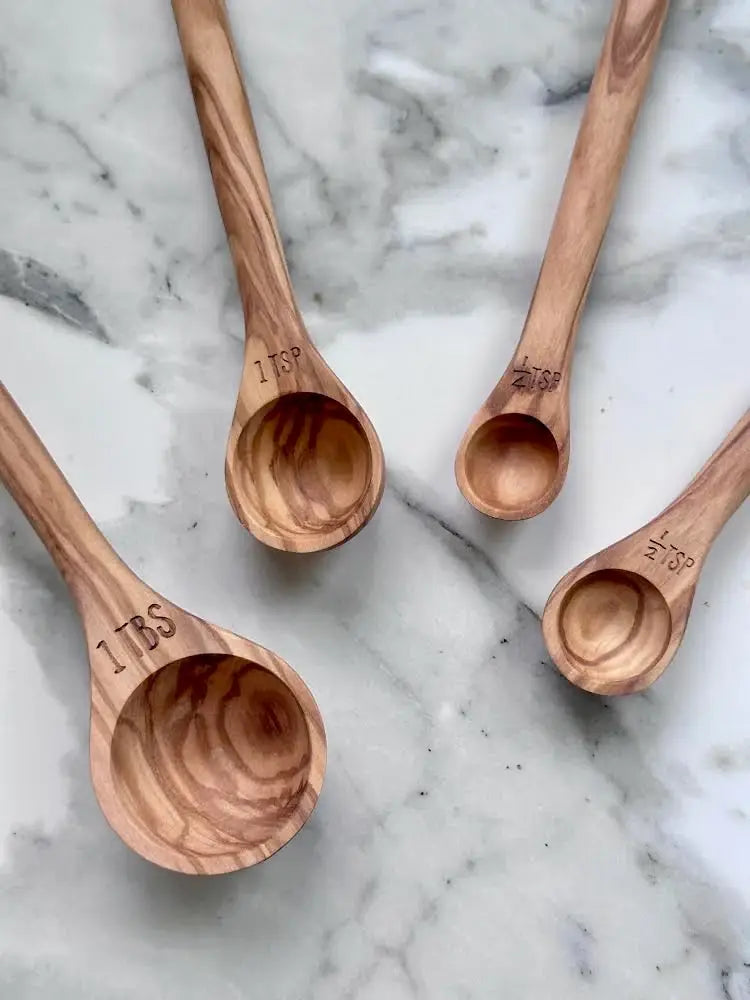 Handcrafted Measuring Spoons Set, Olive Wood