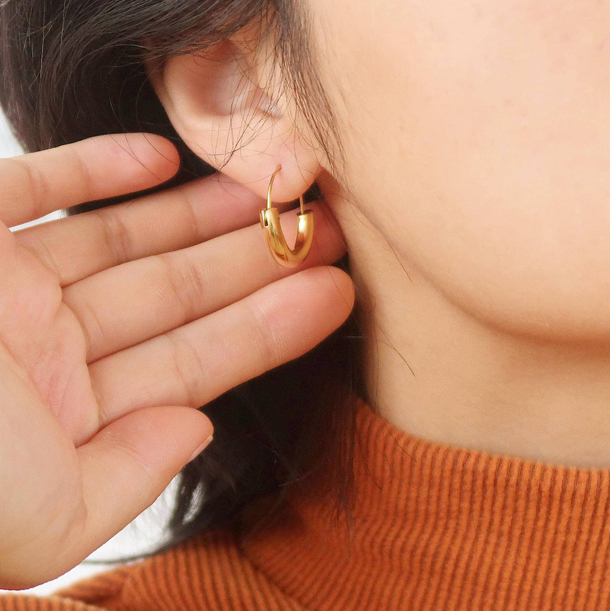 Mackenzie 18K Non-Tarnish U-Shape Hoop Earring