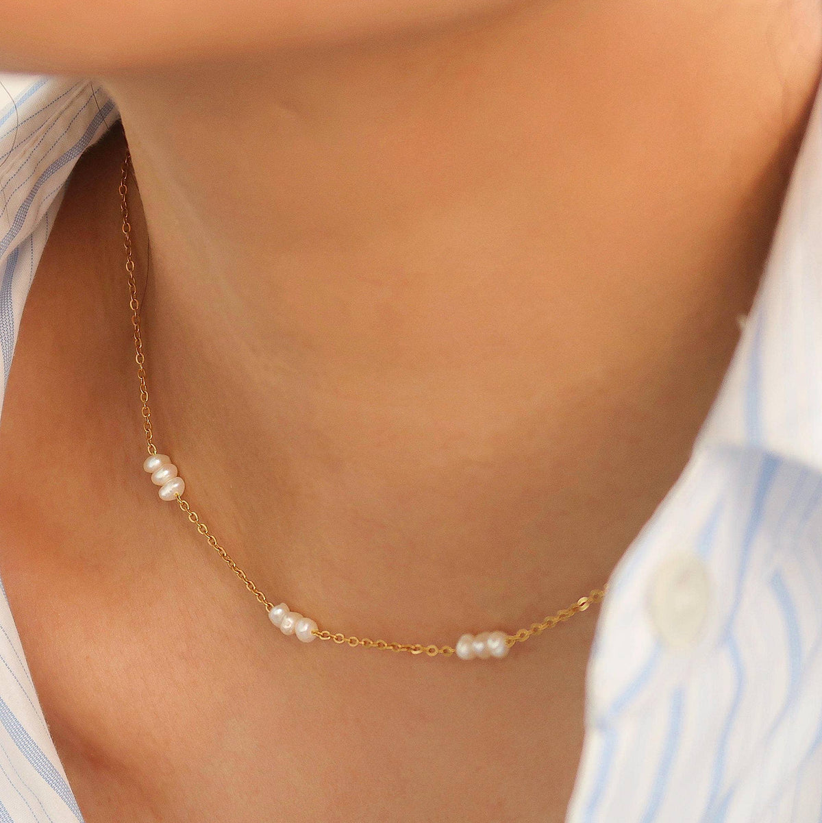 18K Non-Tarnish Petite Pearl Chokers