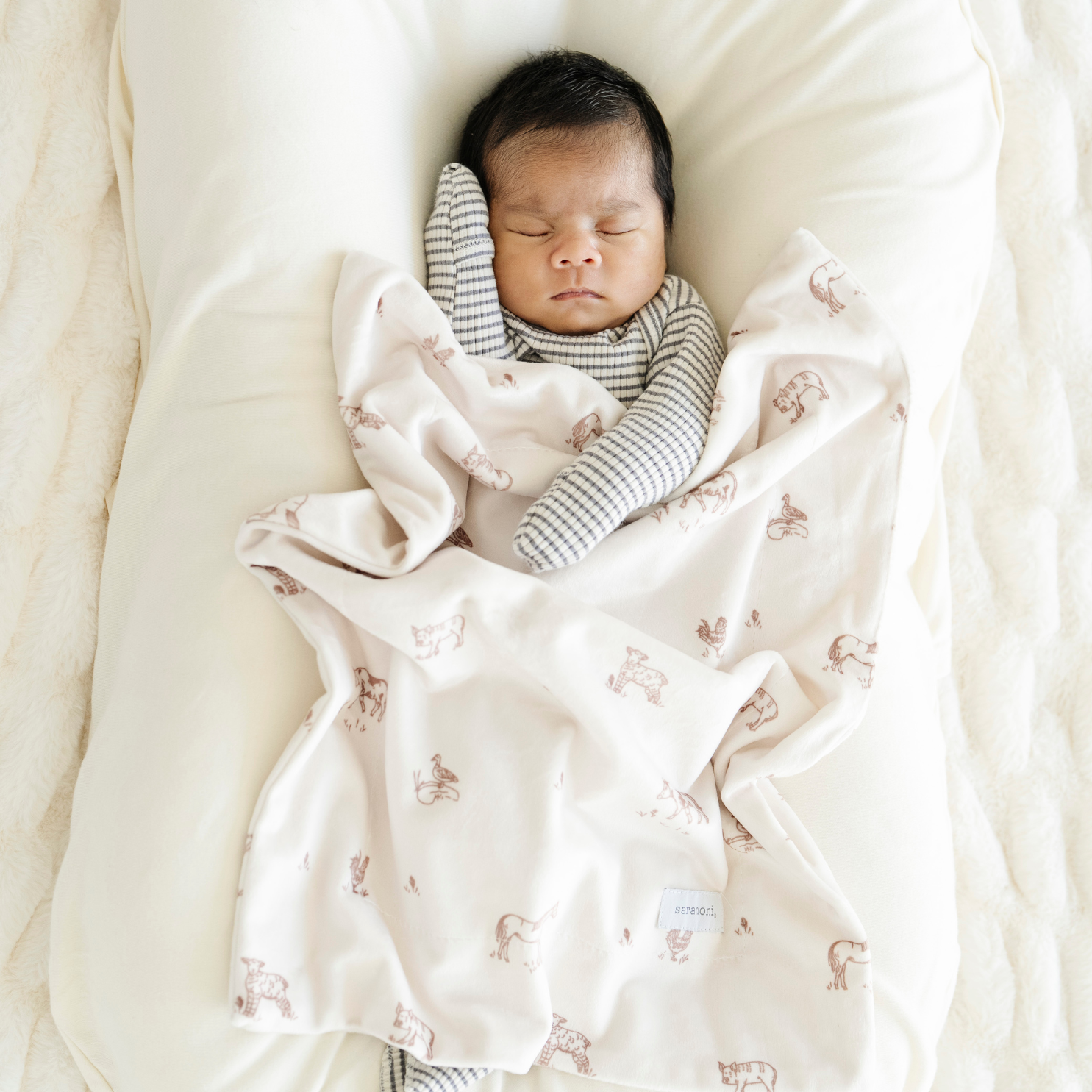 Minky Stretch Mini Blanket / Farm Animal