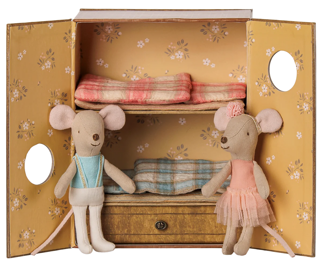 Ballet mice in dance studio, Little sister and brother