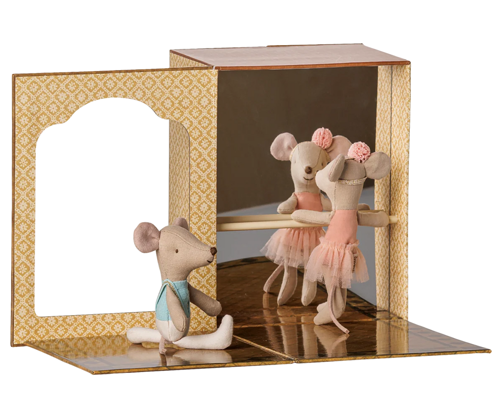 Ballet mice in dance studio, Little sister and brother