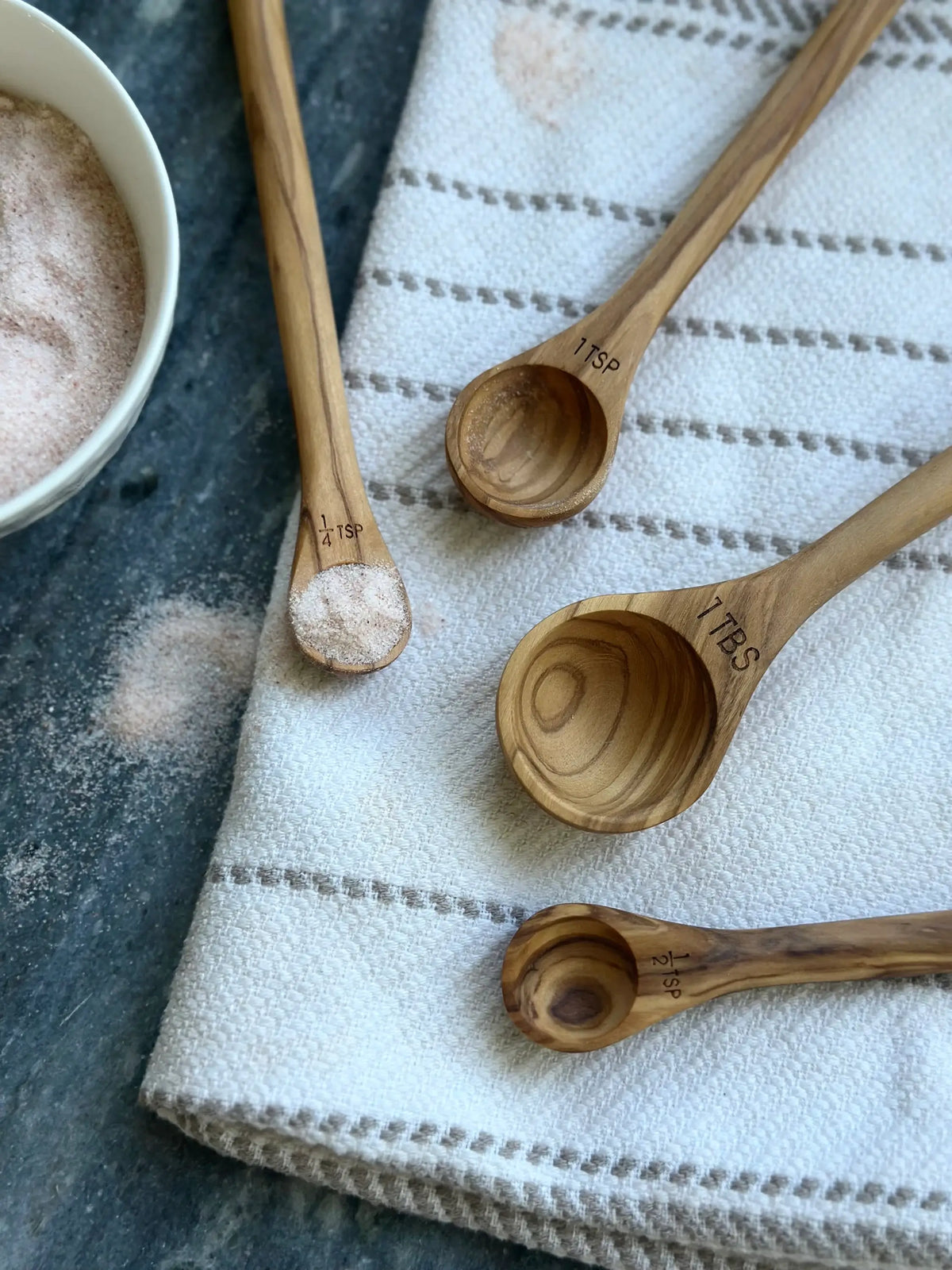 Handcrafted Measuring Spoons Set, Olive Wood