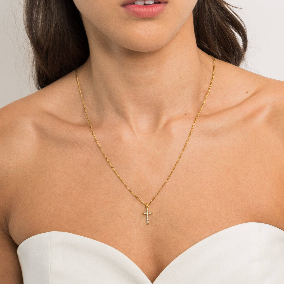 Tennis Cross Pendant Necklace