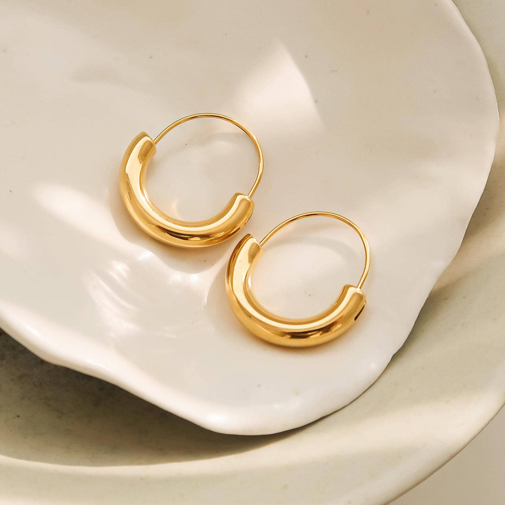 Mackenzie 18K Non-Tarnish U-Shape Hoop Earring