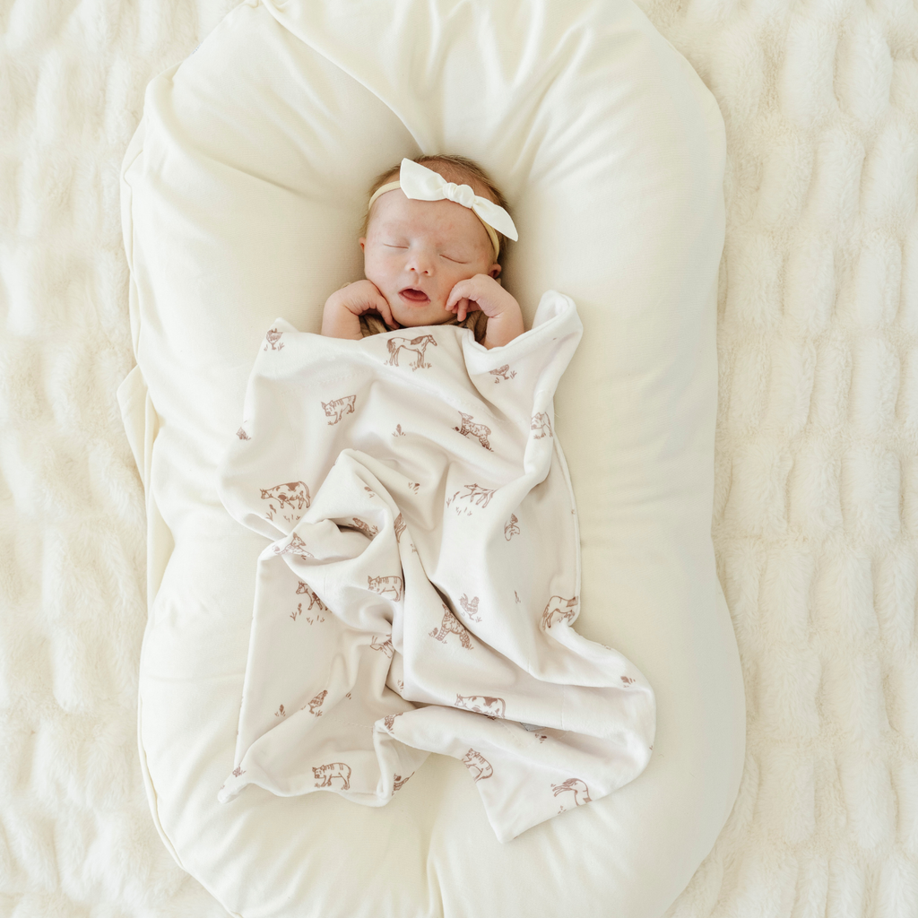 Minky Stretch Mini Blanket / Farm Animal