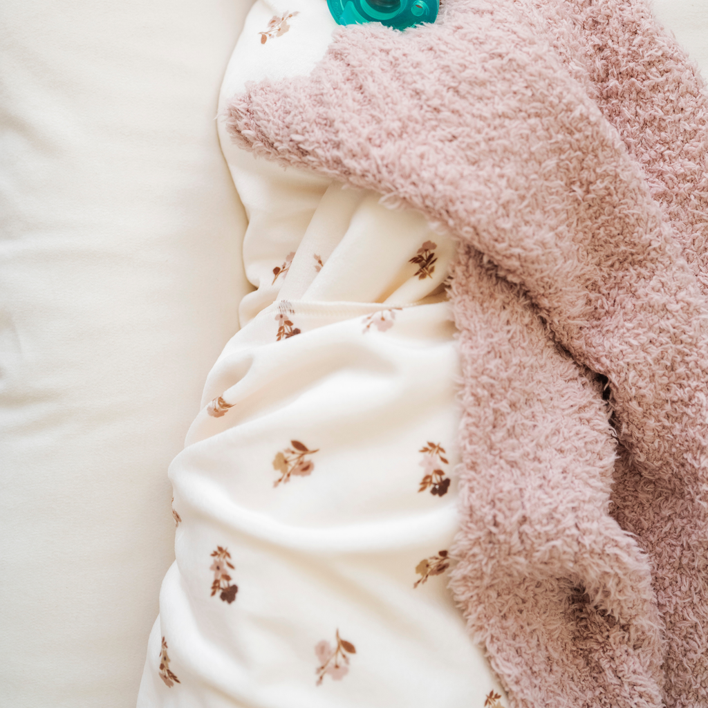 Minky Stretch Luxe Swaddle Blanket / Mushroom Print