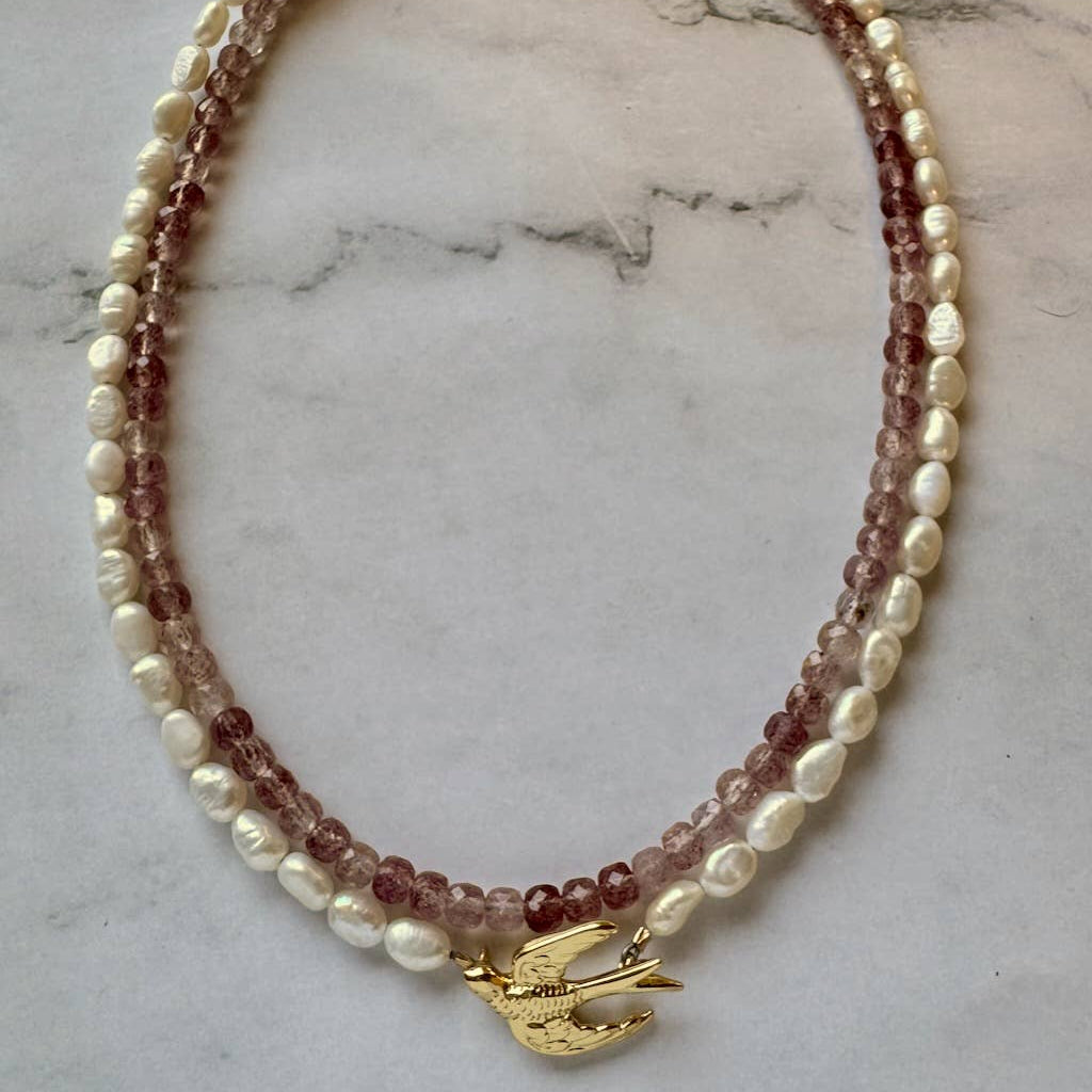 Genevieve Bird and Pearl Necklace