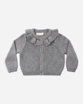 Ruffle Collar Cardigan | Heathered Slate