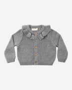 Ruffle Collar Cardigan | Heathered Slate