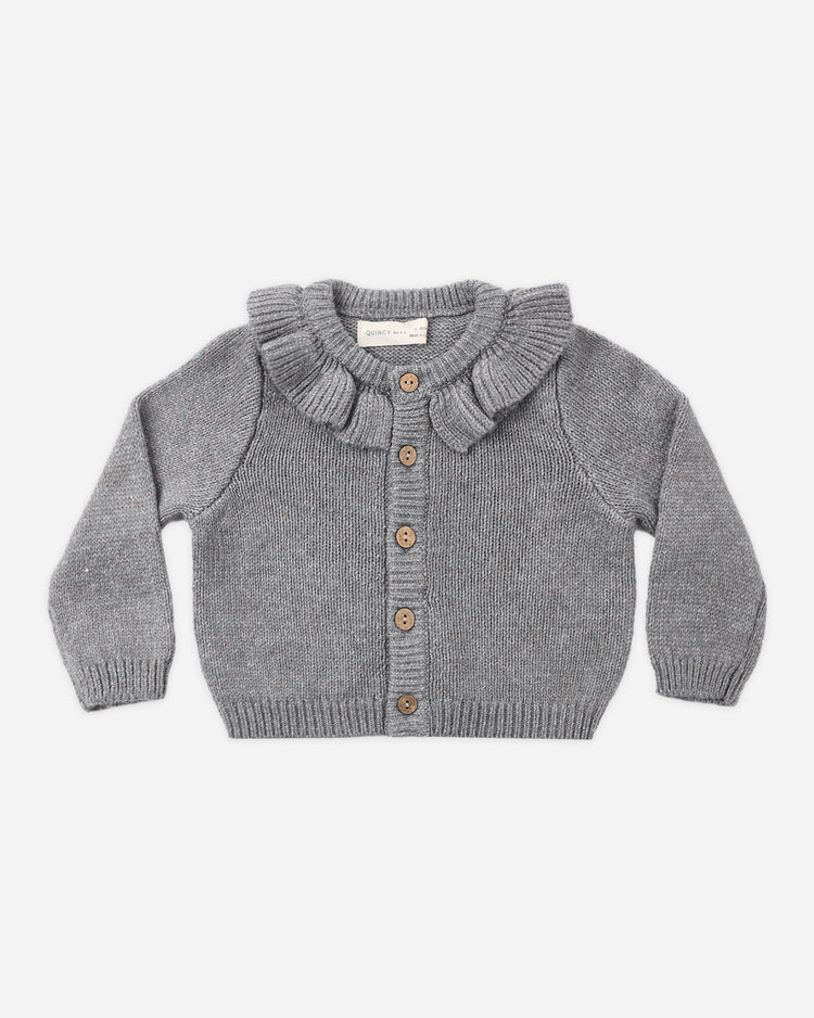 Ruffle Collar Cardigan | Heathered Slate