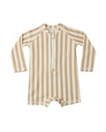 Longsleeve On-Piece Rashguard - Retro Latte Stripe