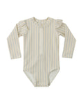 Byron Rashguard One-Piece - Blue + Butterscotch Stripe