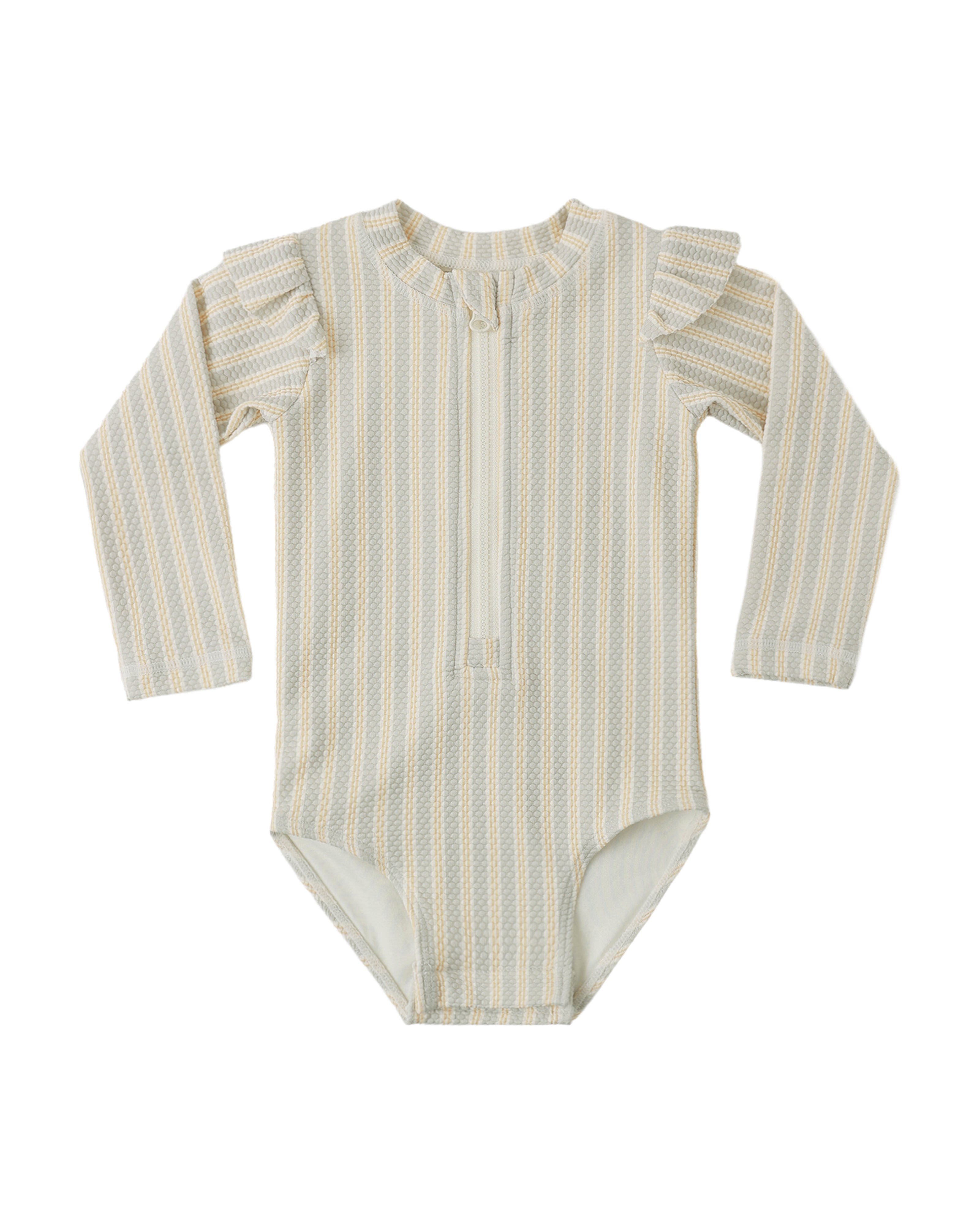 Byron Rashguard One-Piece - Blue + Butterscotch Stripe