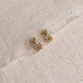 CZ Leaf Clicker Hoop Earrings